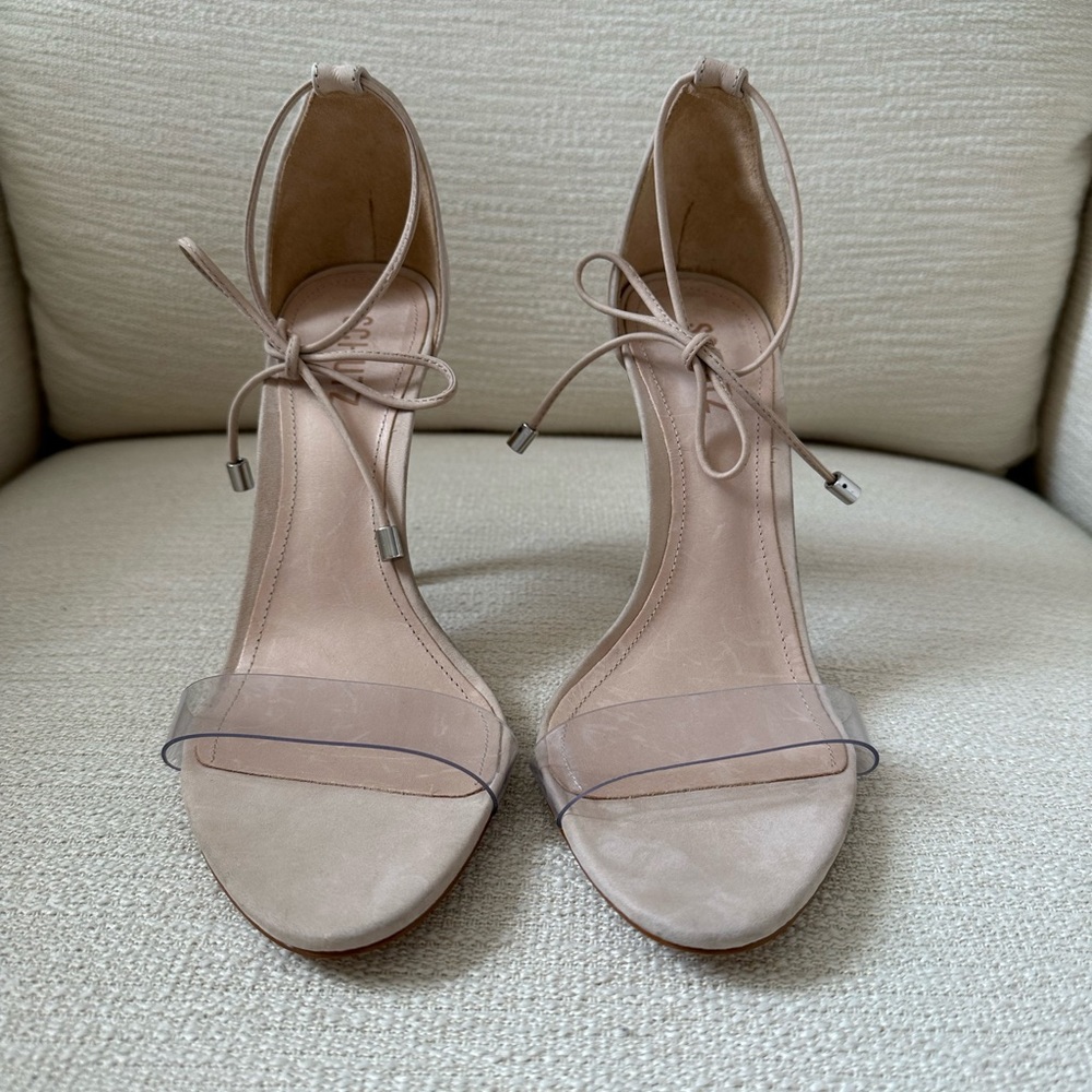 Schutz Josseana Suede and Clear Ankle Tie Sandal - Picture 5 of 11